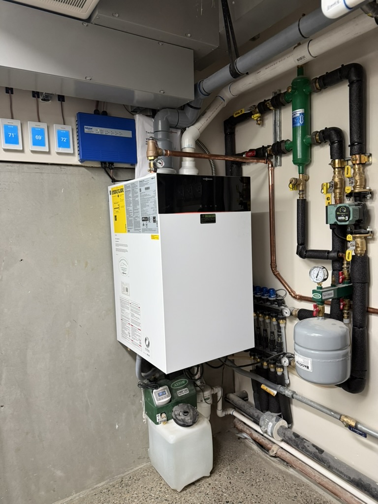 Viessmann Vitodens boiler with radiant manifold