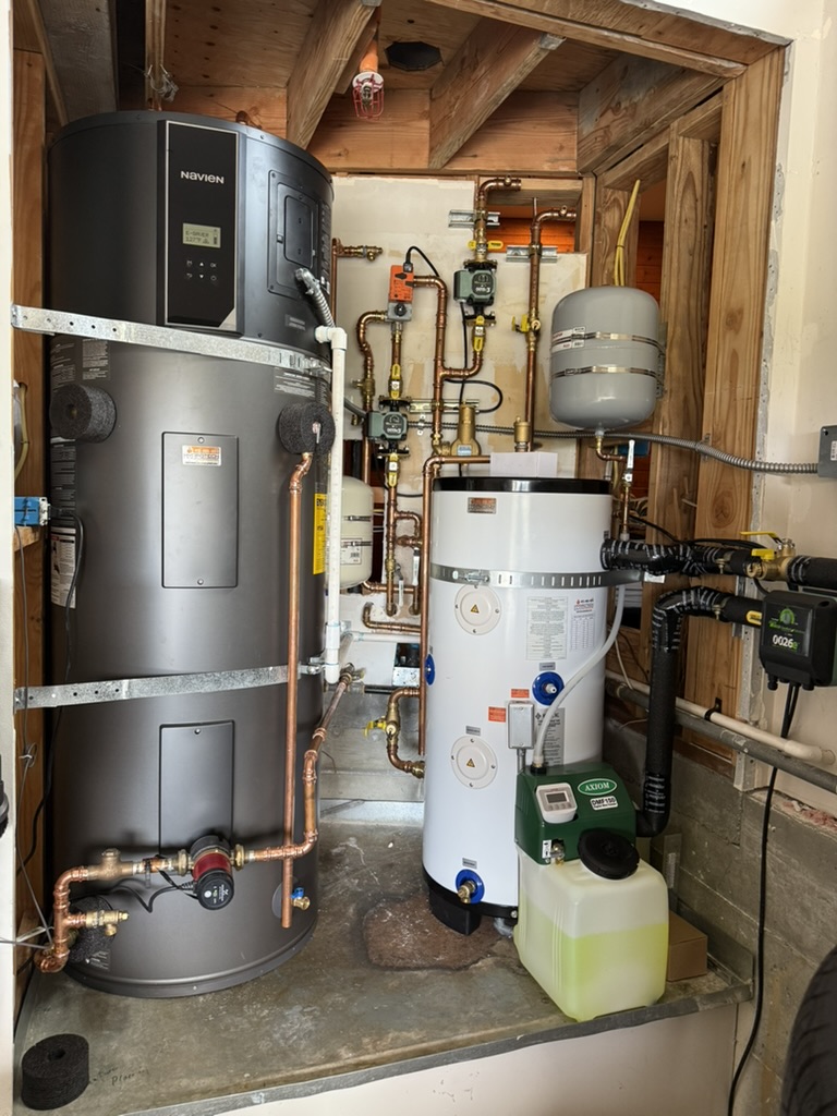 Navien heat pump water heater and buffer tank install